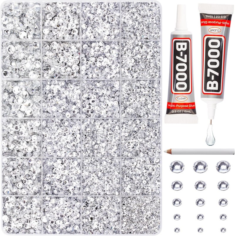 Worthofbest 20100Pcs Silver Clear Resin Rhinestones 2,3,4,5,6mm Flatback for Bedazzling Crafting Crafts Clothing Clothes Fabric Shoes Nail Art, Flat Back Gems Diamonds Bedazzler Kit Bulk Jewels Crystals Gemstones - Image 1